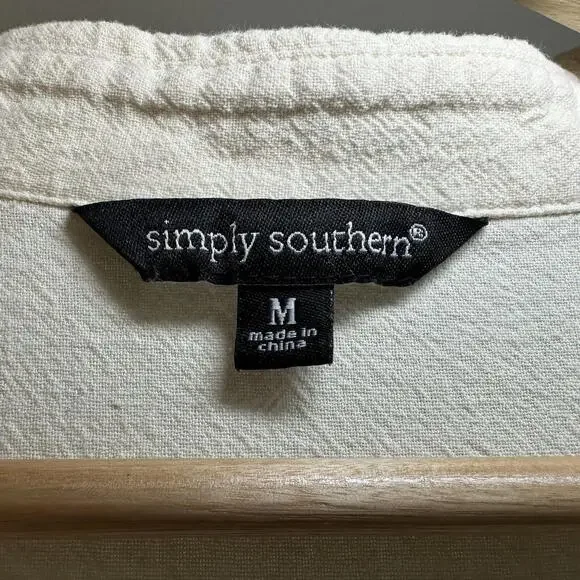 M Womens Simply Southern Block Dress Long Sleeve Mini Dress Cream Pink Rusty Red - Picture 3 of 4